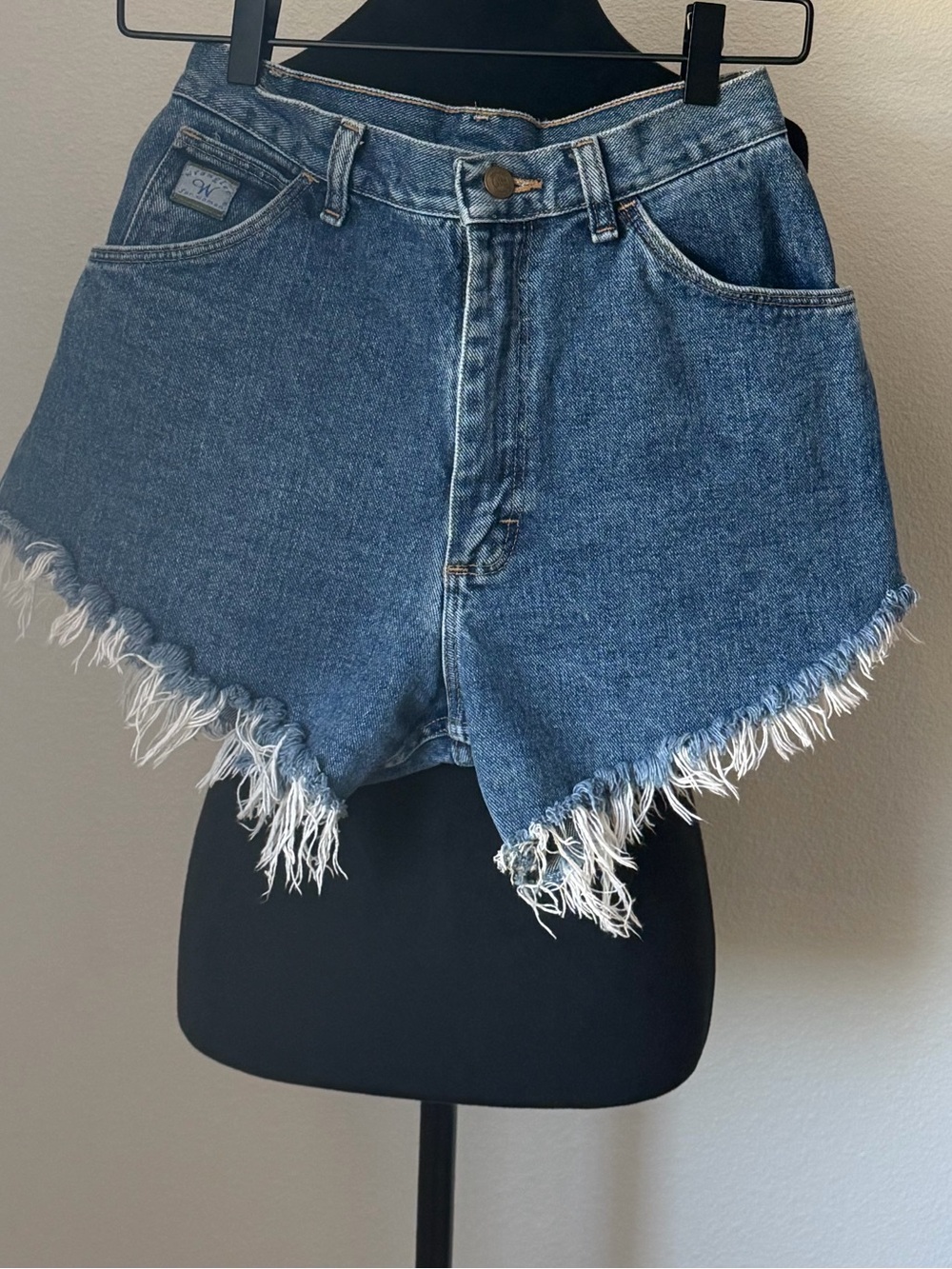 Wrangler Blue Denim Frayed Hem Women's Shorts